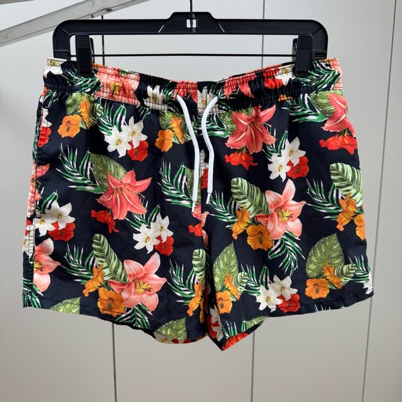 Topman Pants - Topman Black Floral Men’s Swim Trunks S/M